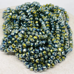 88 St. Kristallperlen 6mm Glasschliffperlen - Grün Irisierend
