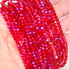 130 St. Kristallperlen 4mm Glasschliffperlen - Rot