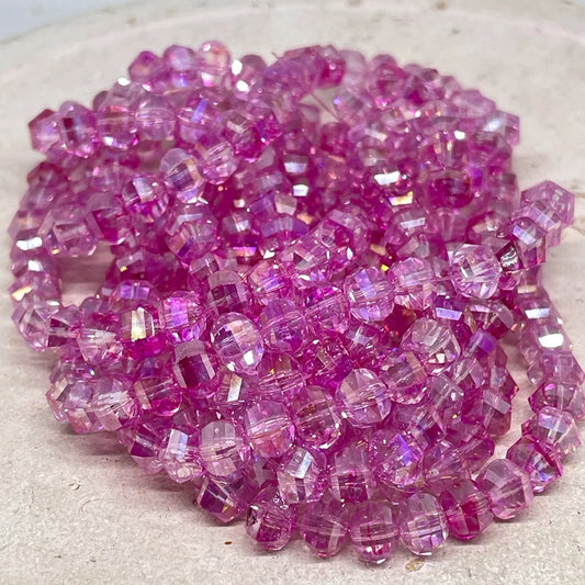 30 St. Kristallperlen 8mm Glasschliffperlen - Rosa Pink