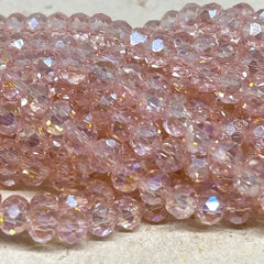 86 St. Kristallperlen 6mm Glasschliffperlen - Hellrosa