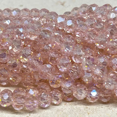 86 St. Kristallperlen 6mm Glasschliffperlen - Hellrosa