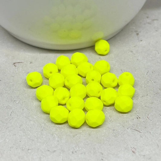 Böhmische Glasschliffperlen 50 St. 6mm Neon Gelb