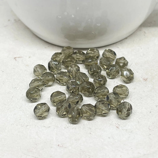 Böhmische Glasschliffperlen 50 St. 6mm Glasperlen Blackdiamond