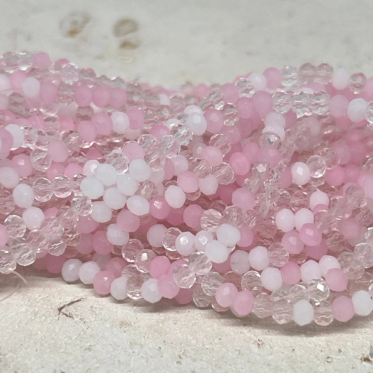 Glasperlen 3mm - Rosa Weiß