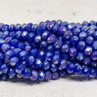 Glasperlen 6mm, Glasschliffperlen Blau Lila opak AB