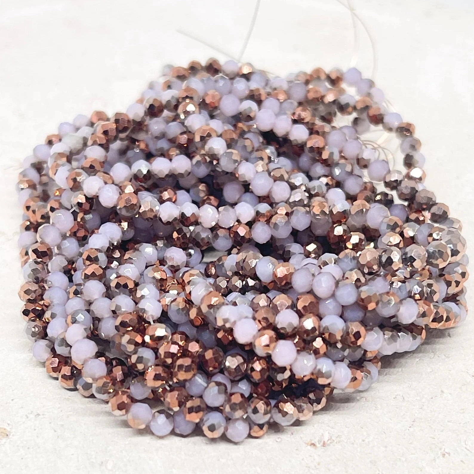 Glasperlen 3mm - Lila Kupfer Metallic