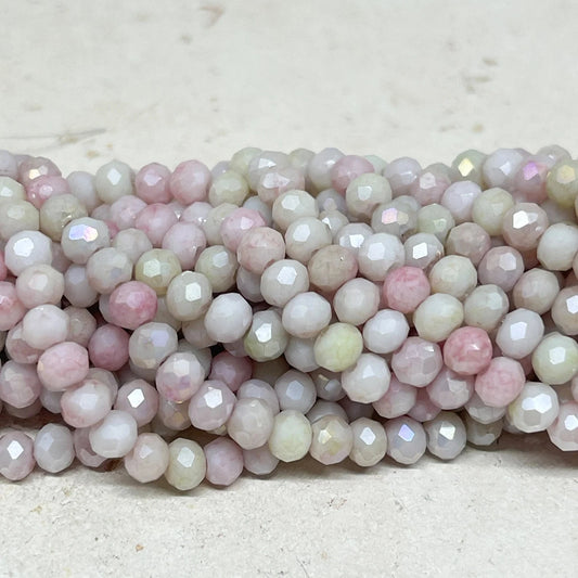 Kristallperlen 4mm 120 St. Glasschliffperlen - Rosa Beige Grün