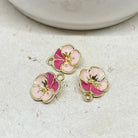Anhänger Emaille Blume 3 St. - Blümchen Rosa