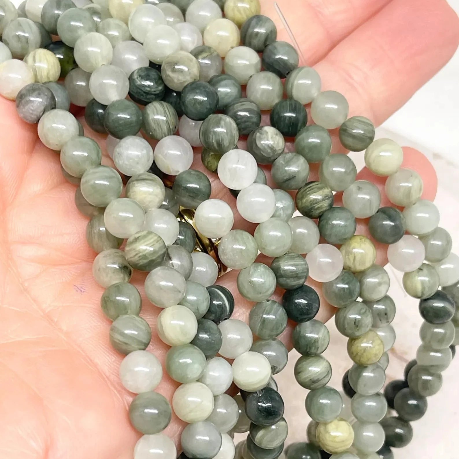 Rutilquarz Perlen Naturstein 60 St.