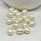 Acryl Perlen Oval Creme Weiß 25 St.