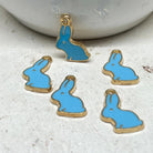 Süße Häschen Anhänger aus Emaille in Türkis