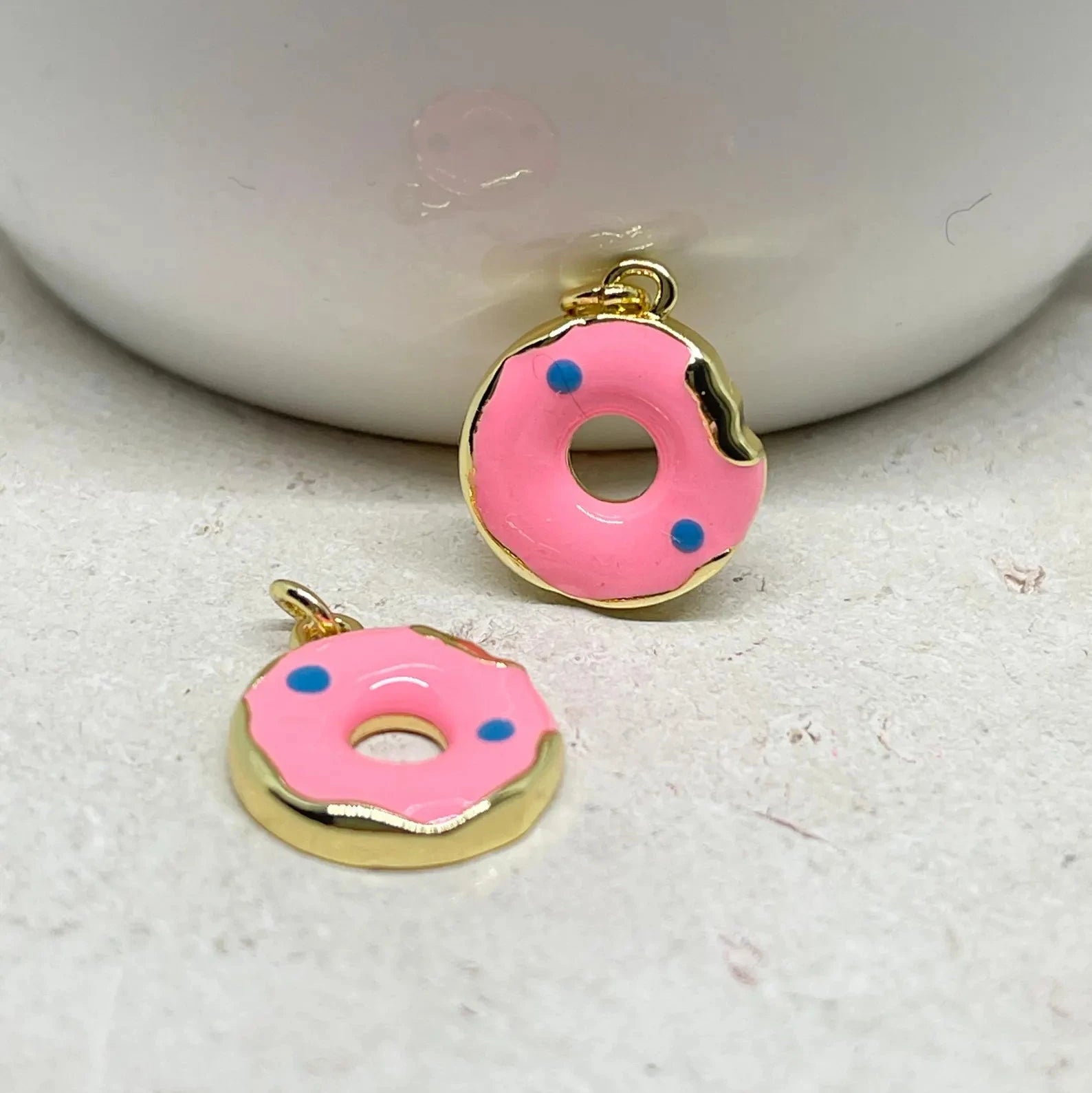 2 St. Anhänger Donut Rosa