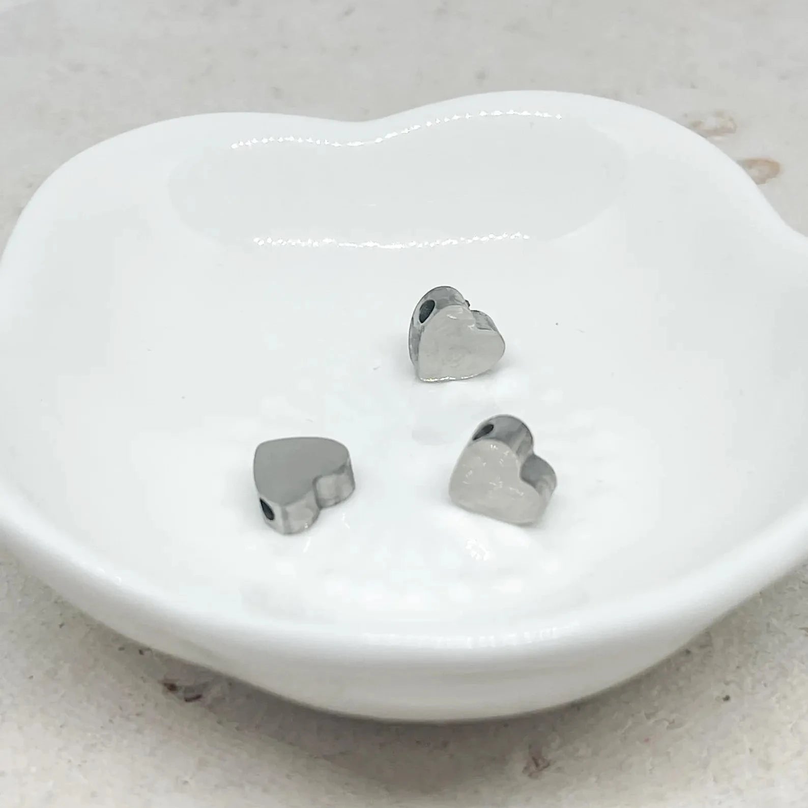 Verbinder Herz Perle Edelstahl 3 St.