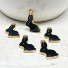 Süße Häschen Anhänger aus Emaille in Schwarz