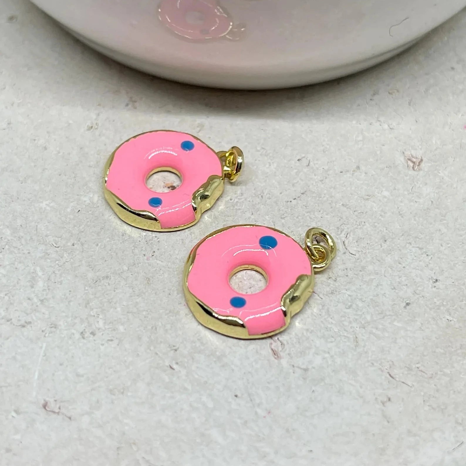 2 St. Anhänger Donut Rosa