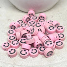 Polymer Clay Perlen Gesicht Lächeln 10mm - Rosa
