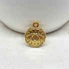 2 St. Anhänger Scheibe flach mit Auge aus Ionenebeschichtetem Edelstahl, 18K vergoldet, wasserfest.