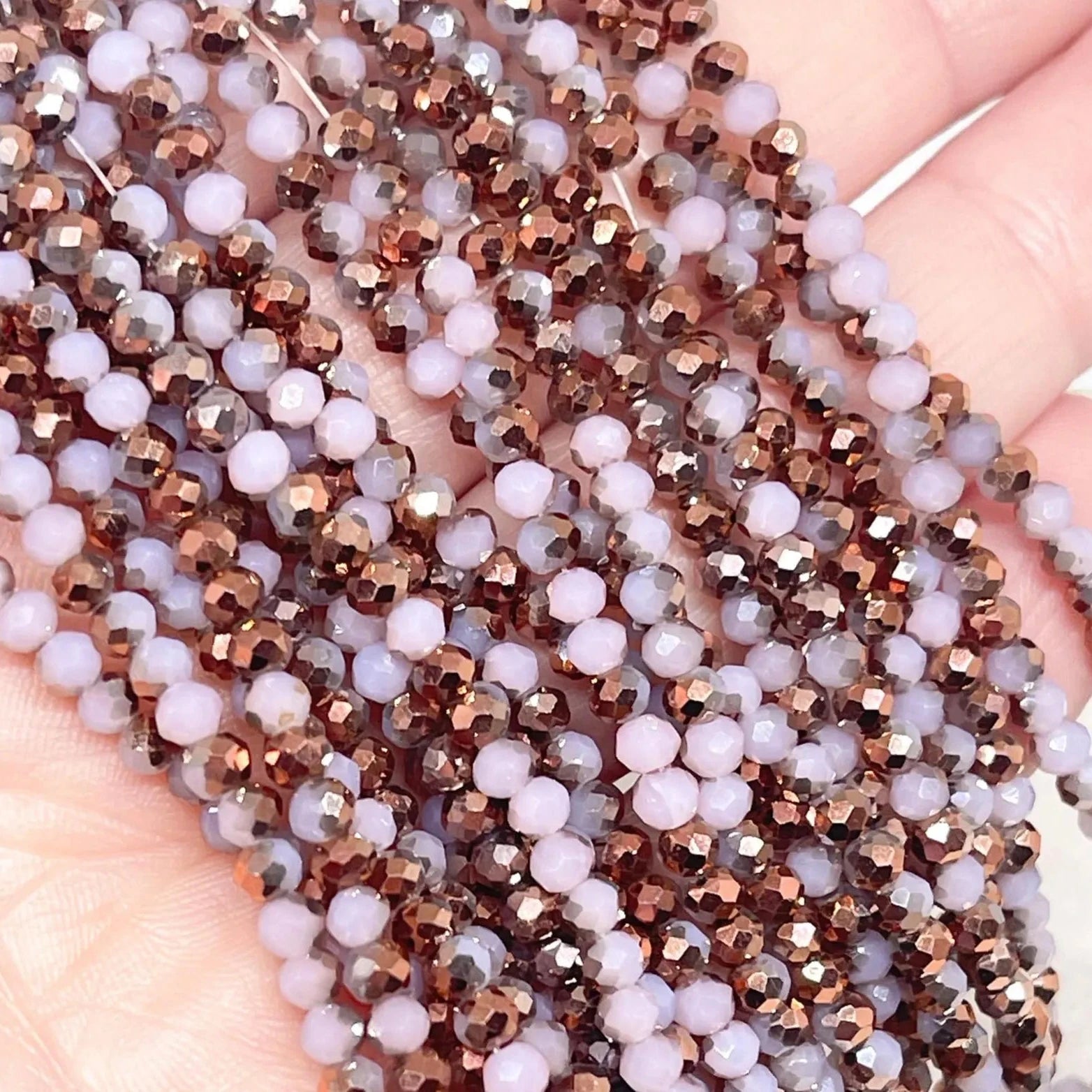 Glasperlen 3mm - Lila Kupfer Metallic
