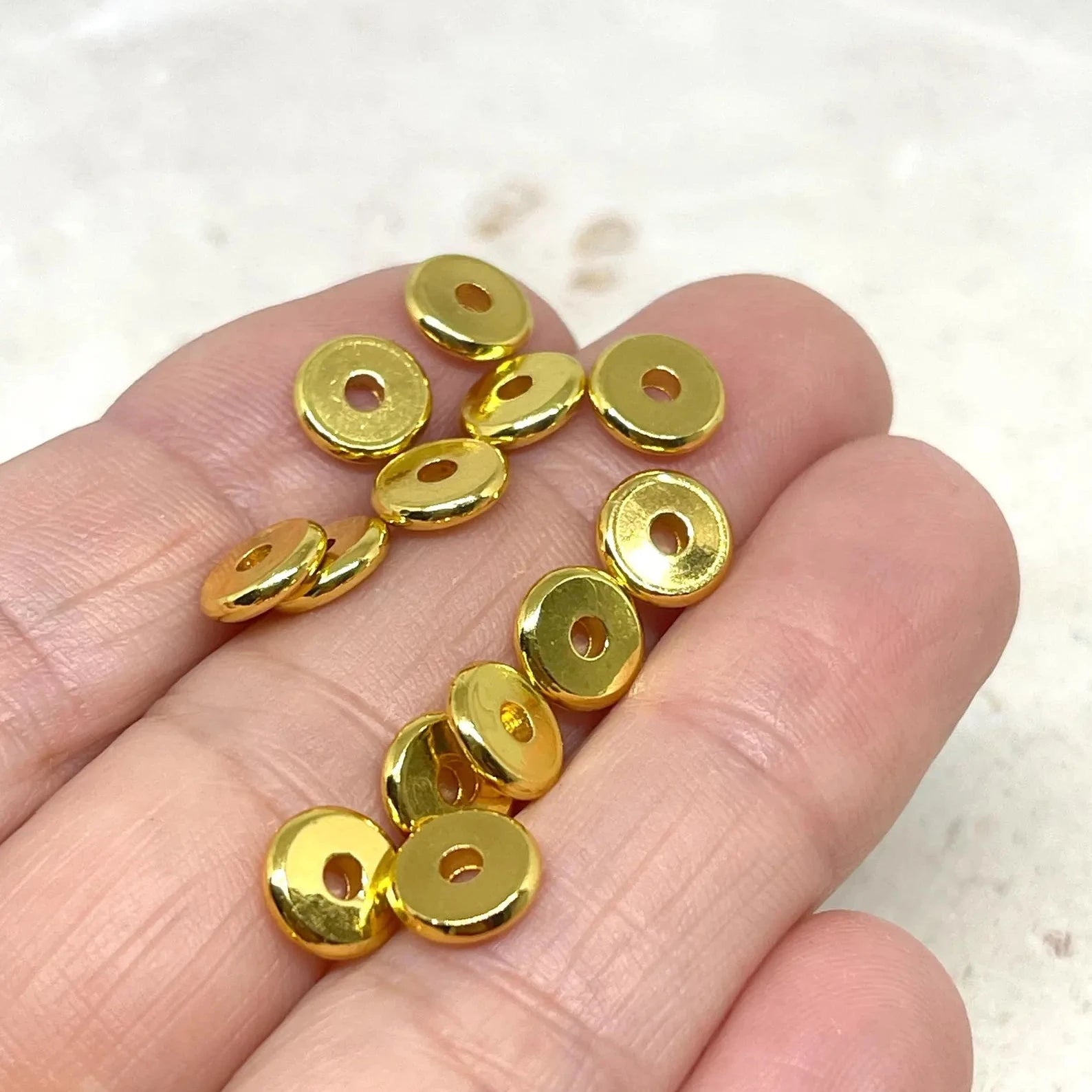 Zwischenperle / Spacer Perle aus Messing Donut 8mm 24K, vergoldet