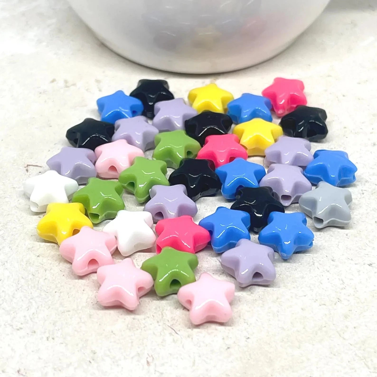 25 St. Perlen Sterne, bunt gemischt. 