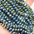 Glasperlen 6mm, Glasschliffperlen Grün Irisierend, DIY, Glasperlen 