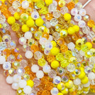 Glasperlen 6mm - Gelb, Weiß, Beige mit Schimmer
