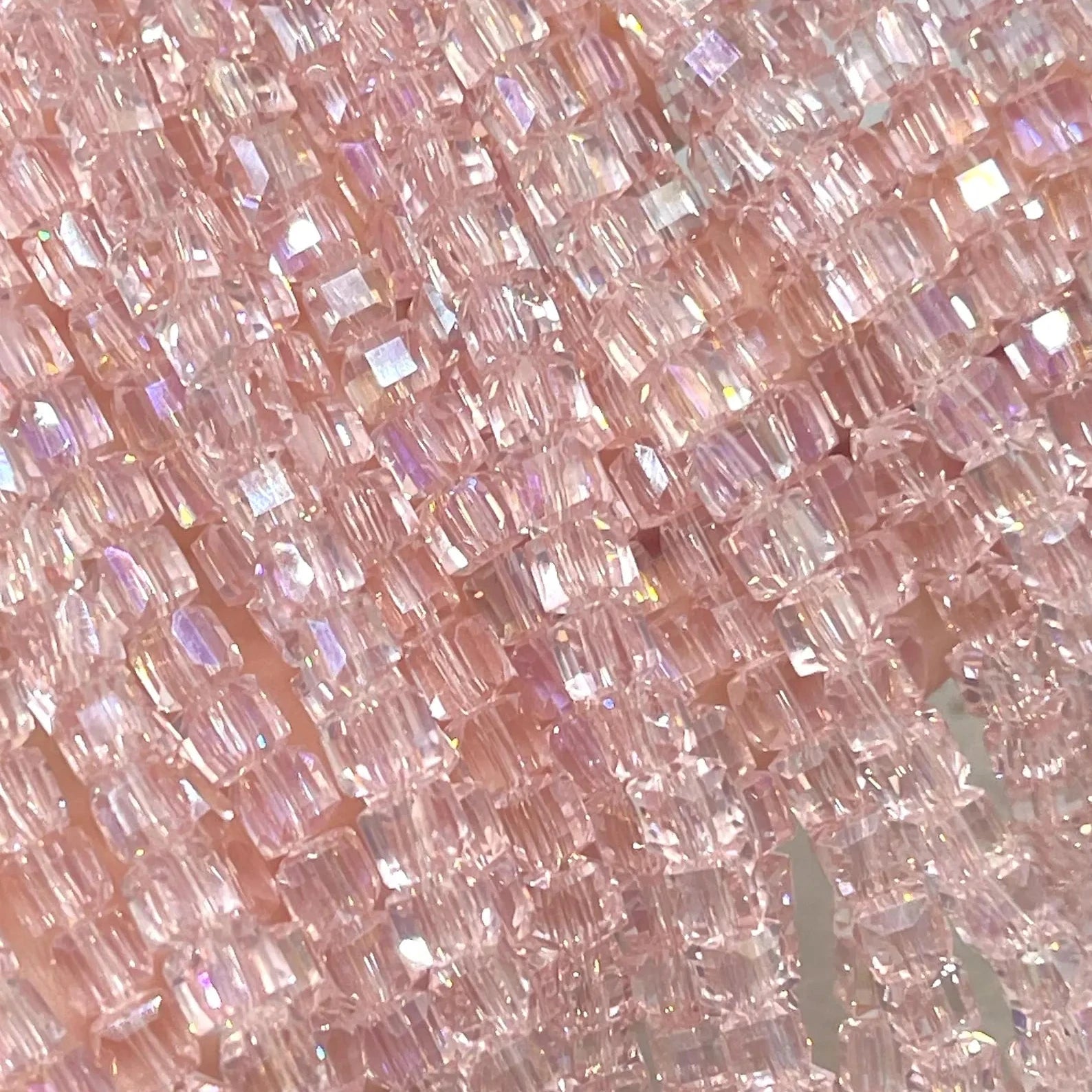 Glaswürfel Glasschliffperlen 6mm - Rosa