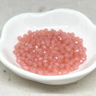 100 St. Böhmische Glasschliffperlen 3mm Opak Rosa, Glasperlen 3mm Milky Pink

