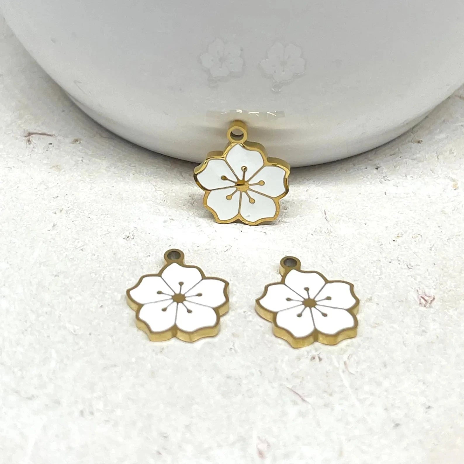 Edelstahl Anhänger Blume, Sakura Blüte Charm
