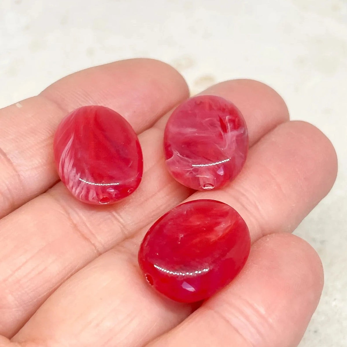 Acryl Perlen Oval 18mm x 13mm Ziegelrot