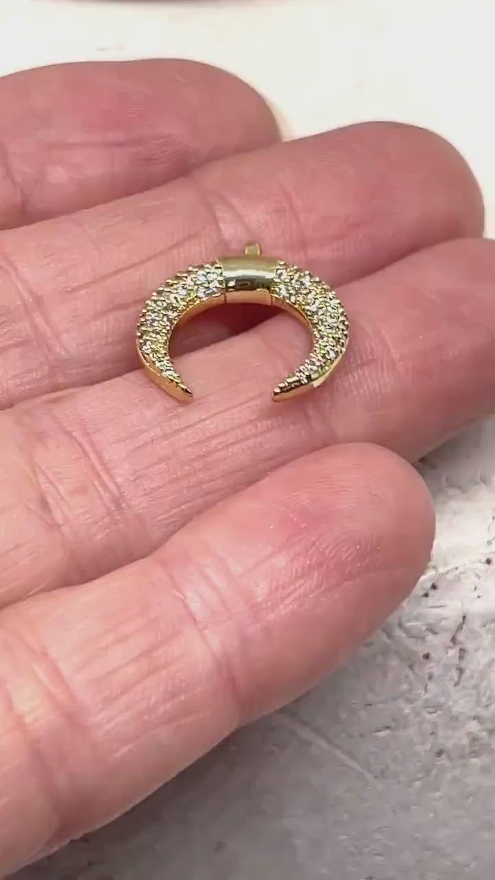 Messing Anhänger Mond vergoldete mit Zirkonia