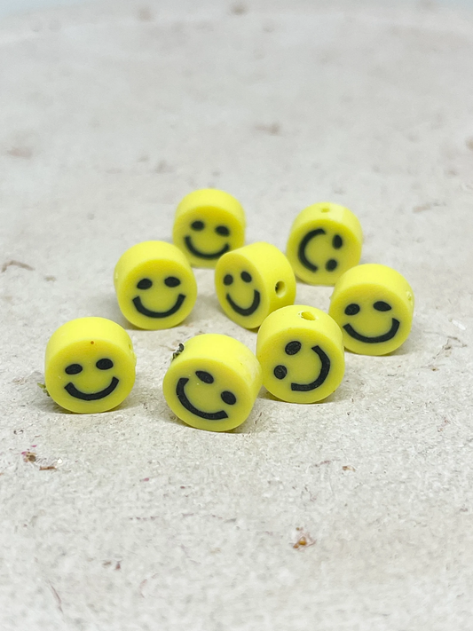 Polymer Clay Perlen Gesicht Lächeln 10mm Gelb