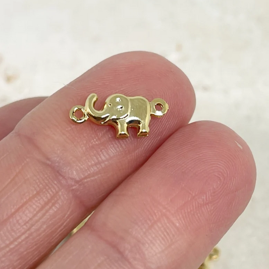 Elefant Verbinder 5 St, Messing Charm vergoldet