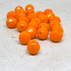 25 St. Böhmische Glasschliffperlen 8mm, Glasperlen Opak Orange