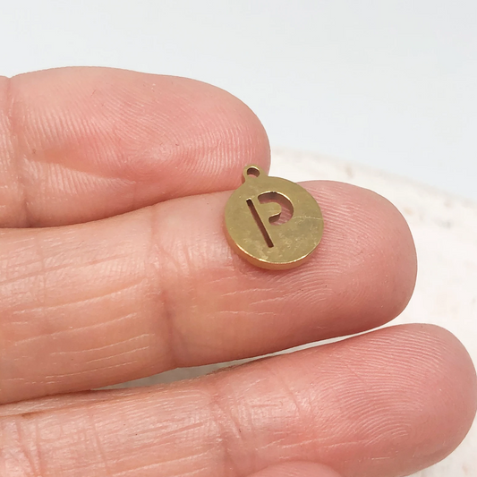 Initialen Anhänger aus Edelstahl, Alphabet Perlen A-Z vergoldete Buchtaben