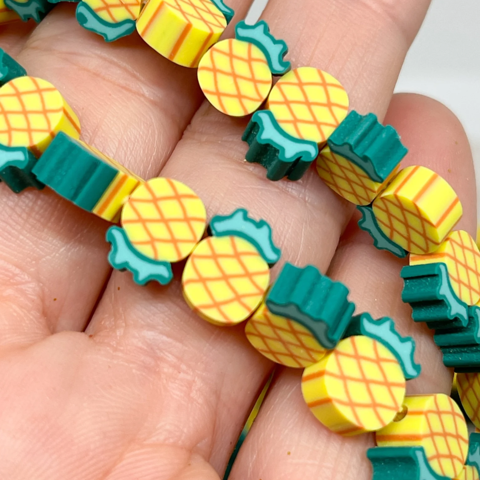 Polymer Clay Frucht Perlen, Fruchtperlen Ananas