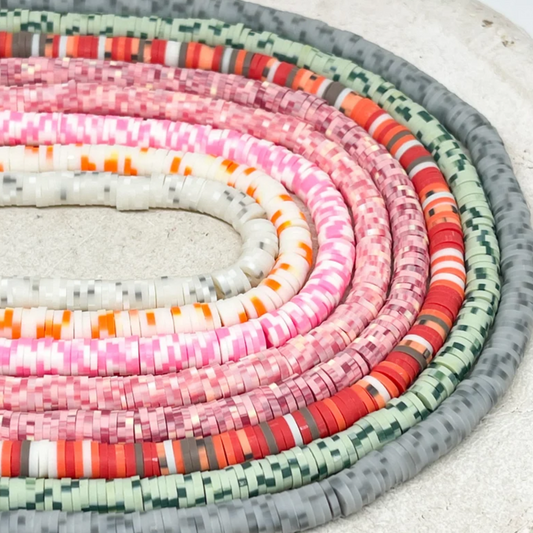 1 Strang Heishi Perlen, Polymer Clay Perlen Scheiben 6mm - Grün