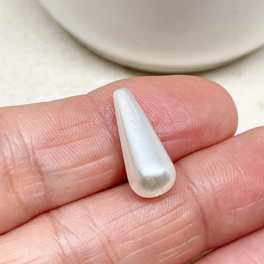 25 St. Acryl Perlen Tropfen Acrylperlen 19mm x 8mm Weiß