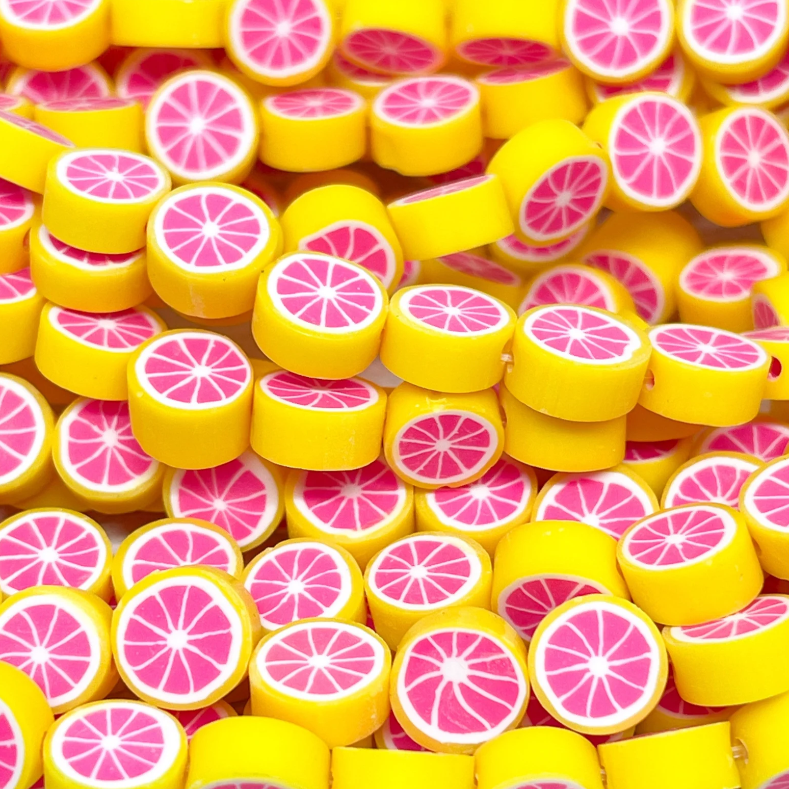Polymer Clay Frucht Perlen, Fruchtperlen Grapefruit