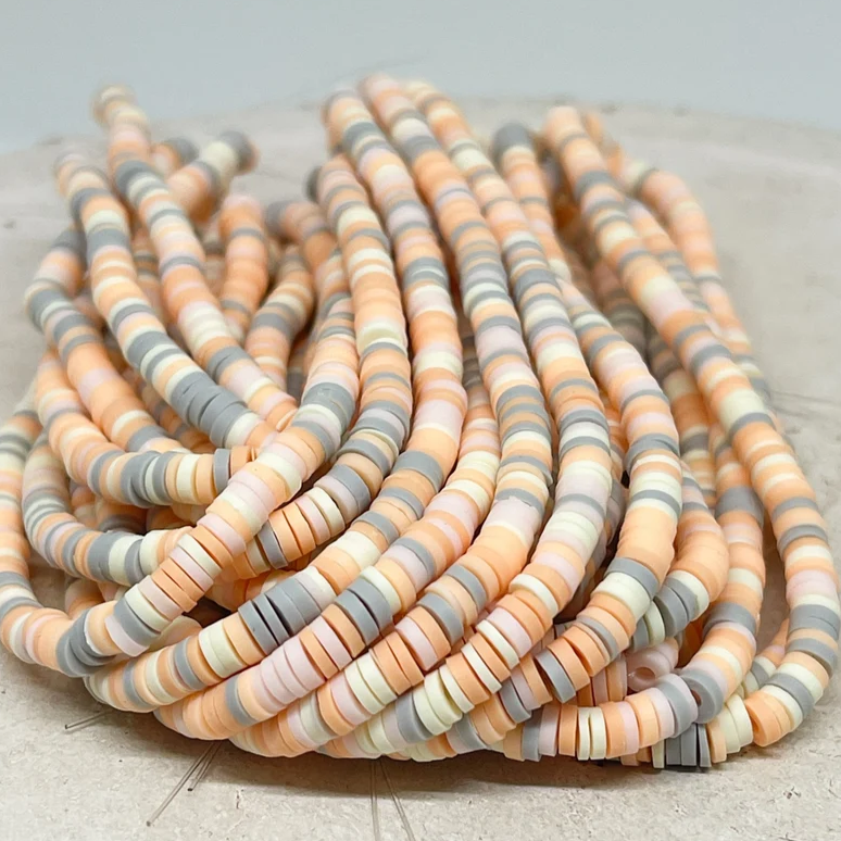 Heishi Perlen Polymer Clay Perlen 4mm Beige Bunt