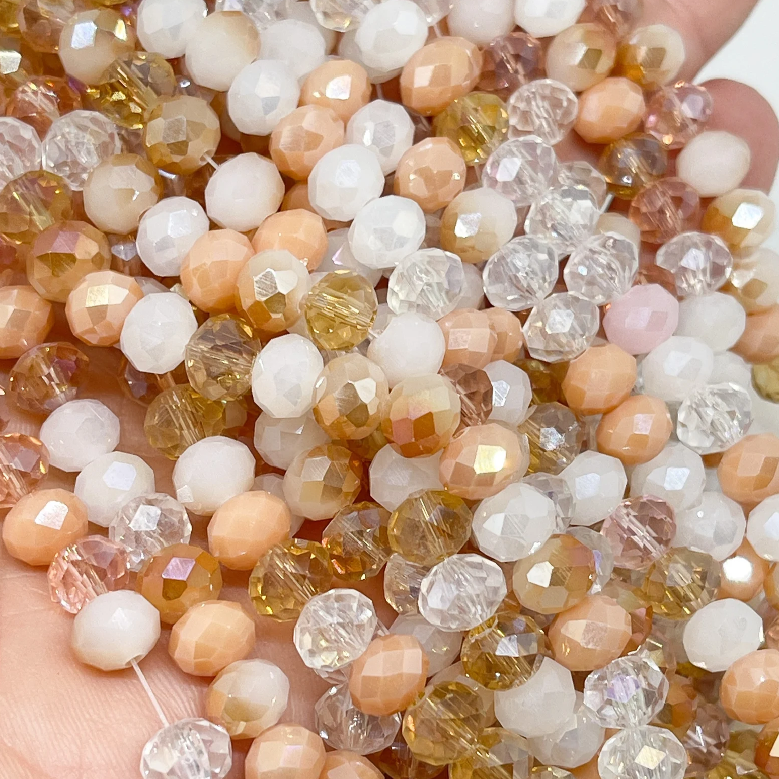 Kristallperlen 8mm 66 St. Glasschliffperlen Beige gemischt