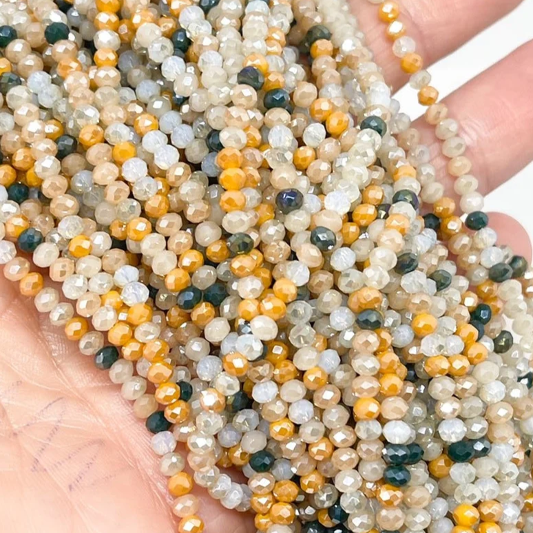 Glasschliffperlen 3mm  Weiß/Beige gemischt