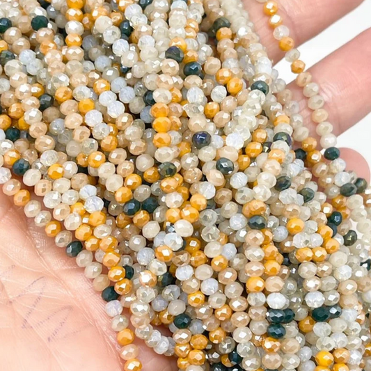 Glasschliffperlen 3mm  Weiß/Beige gemischt