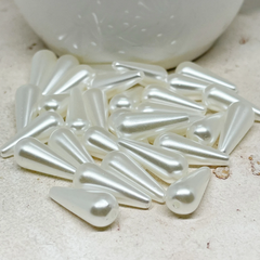 25 St. Acryl Perlen Tropfen Acrylperlen 19mm x 8mm Weiß