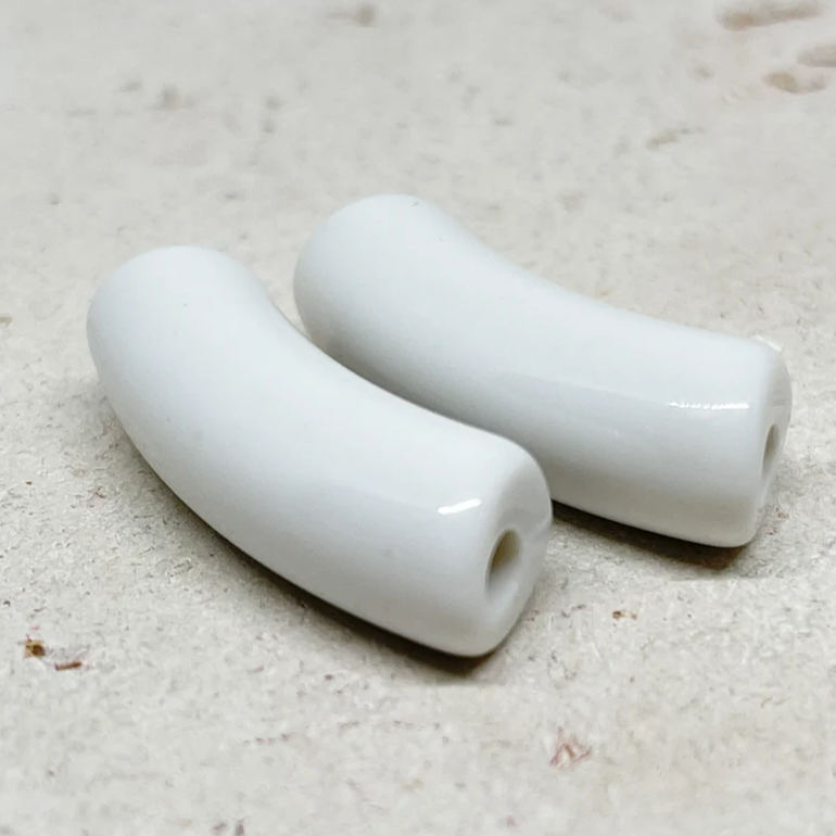 Acryl Röhrenperlen Tubes 35 x 11 mm Weiß