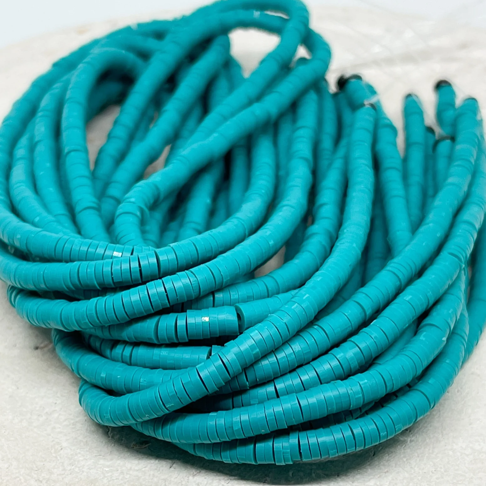 Heishi Perlen Polymer Clay Perlen Petrol 4mm