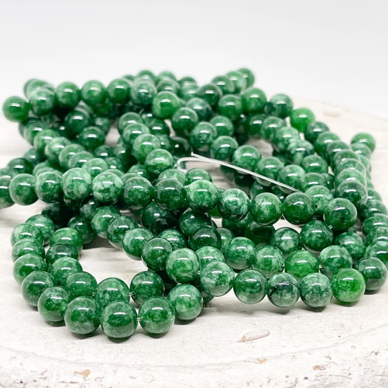 Runde Jadeperlen 4mm Naturstein Perlen - Dunkelgrün