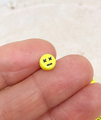 Perlen mit Happy Face für Armband lachendes Gesicht 7mm - Gelb Schwarz