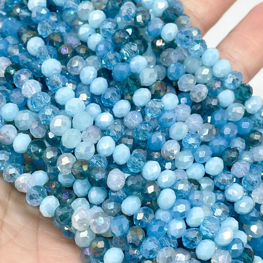 Glasschliffperlen 6mm Kristallperlen 88 St. Blau gemischt