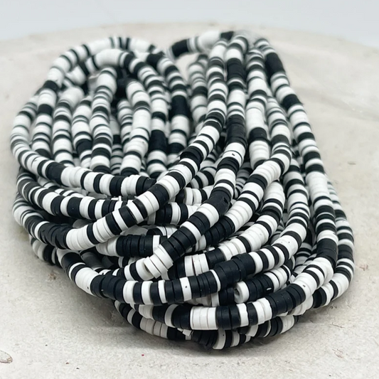 Heishi Perlen Polymer Clay Perlen in Schwarz Weiß 